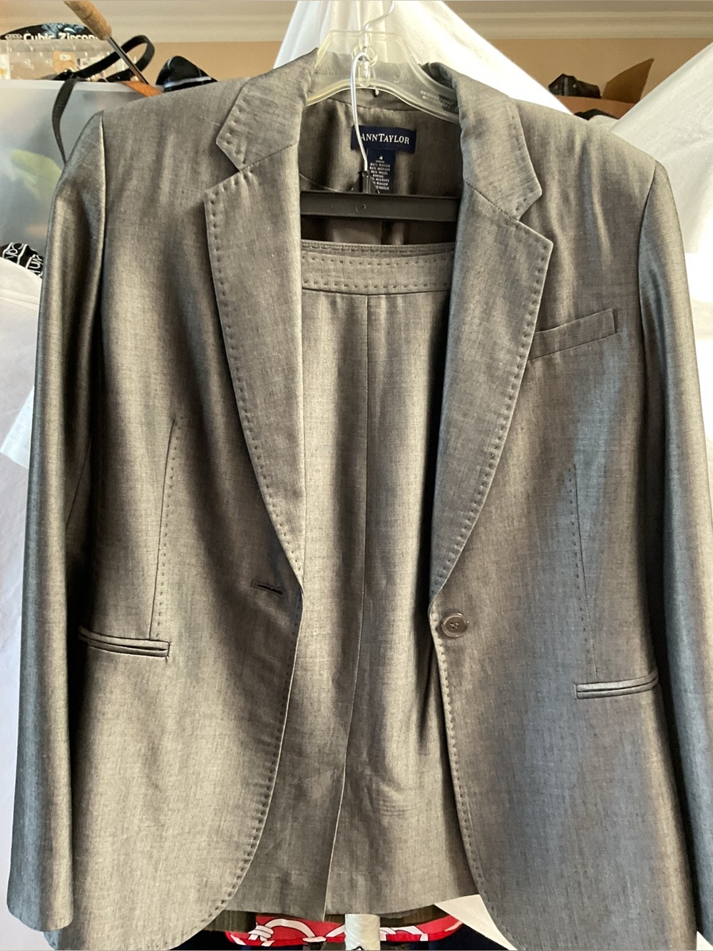 Ann Taylor Silver-Gray Women's Tailored Blazer with skirt